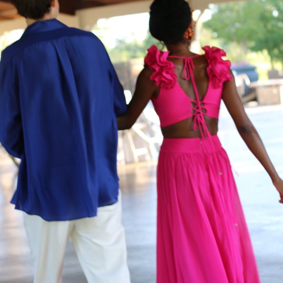 Pat Bo FLUTTER SLEEVE DRESS (Pink) - Picture 5 of 7